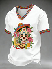 Men's Cinco De Mayo Print Short-Sleeve  V-neck T-shirt