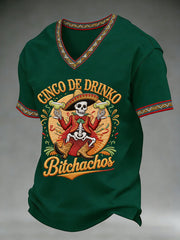 Men's Cinco De Mayo Print Short-Sleeve V-neck T-shirt