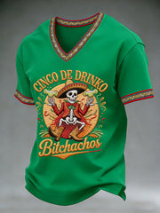 Men's Cinco De Mayo Print Short-Sleeve V-neck T-shirt