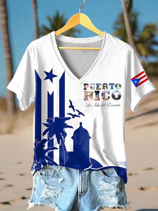 Women's Puerto Rico Print Vacation T-shirt
