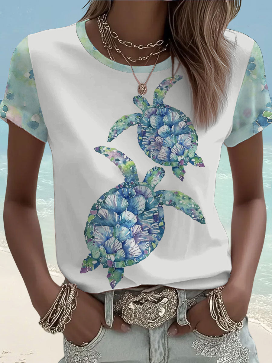 Women's Sea Turtles Print short-sleeved T-shirt