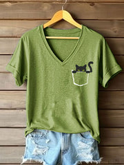 Women's Cute Cat  Printed Short Sleeve T-Shirt