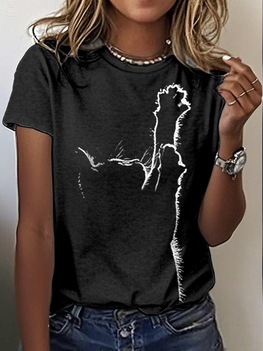 Women's cute cat  short-sleeved T-shirt