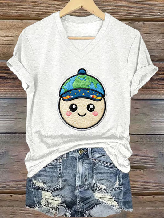 Women's Artemis II 2026 Print Casual V-Neck Tee
