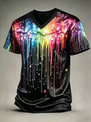 Men's LGBT Pride Month Rainbow Art  V-neck T-shirt