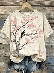 Women's Cat Art Print Short Sleeves T-shirt