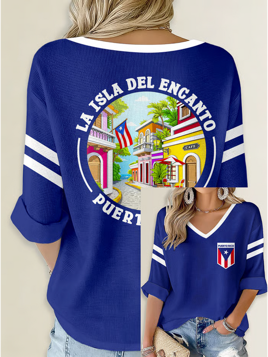 Women's Puerto Rico Printed Waffle T-shirt