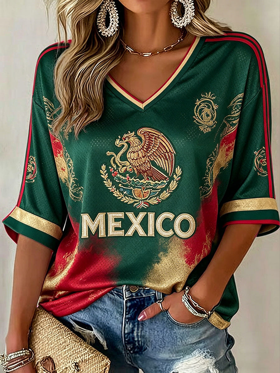 Women's Mexico Football Lover Printed T-shirt