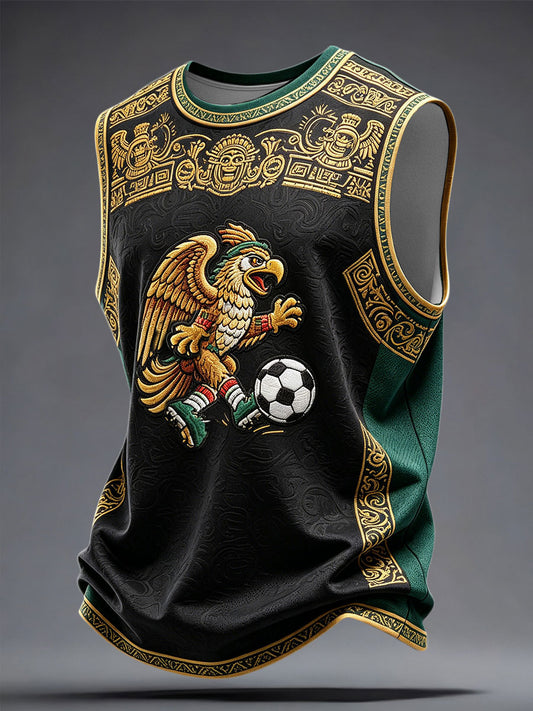 Men's Mexico Art Football Lover Printed Tank Tops