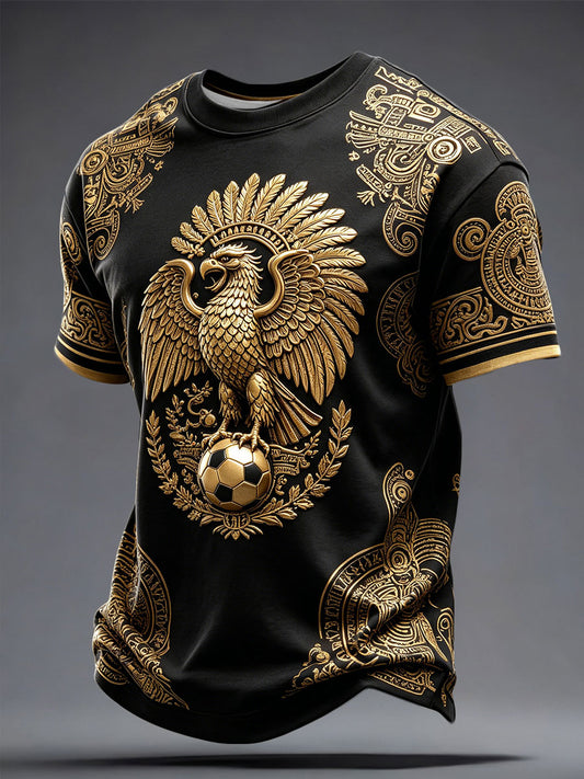 Men's Mexico Football Lover Art Printed T-shirt