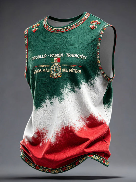 Men's Mexico Football Lover Art Printed Tank Tops