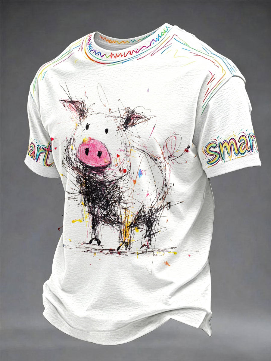 Smart Pig graffiti fun casual unisex T-shirt