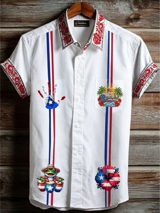 Men's Puerto Rico Printed Short Sleeve Shirt