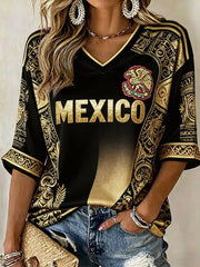 Women's Mexico Football Lover Printed T-shirt