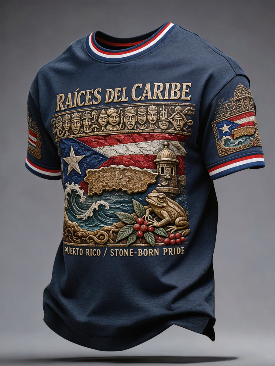 Men's Puerto Rico Pride Taino Art Printed T-shirt