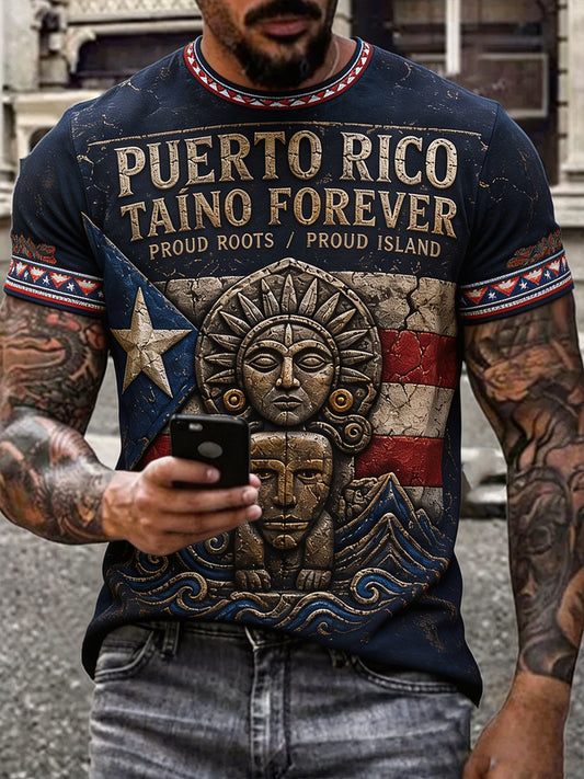 Men's Puerto Rico Pride Taino Art Printed T-shirt