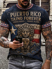 Men's Puerto Rico Pride Taino Art Printed T-shirt