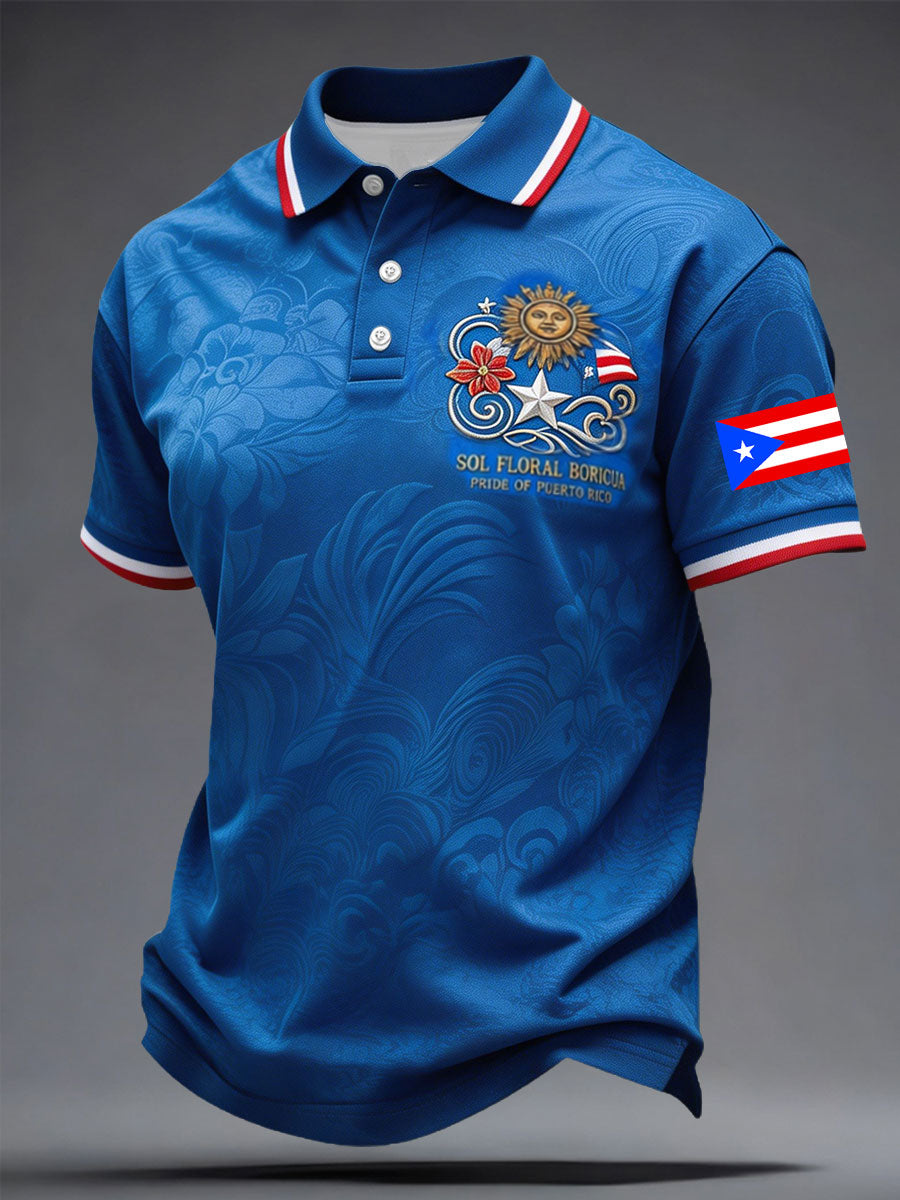 Men's Puerto Rico Pride Taino Art Printed Casual Tops