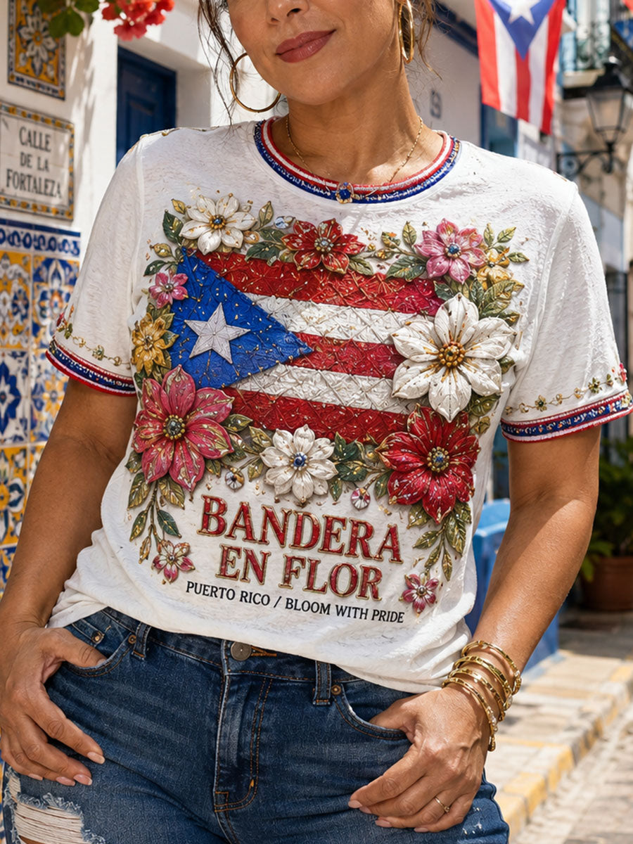 Women's Puerto Rico Pride Taino Art Printed T-shirt