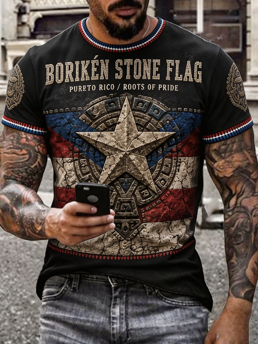 Men's Puerto Rico Pride Taino Art Printed T-shirt