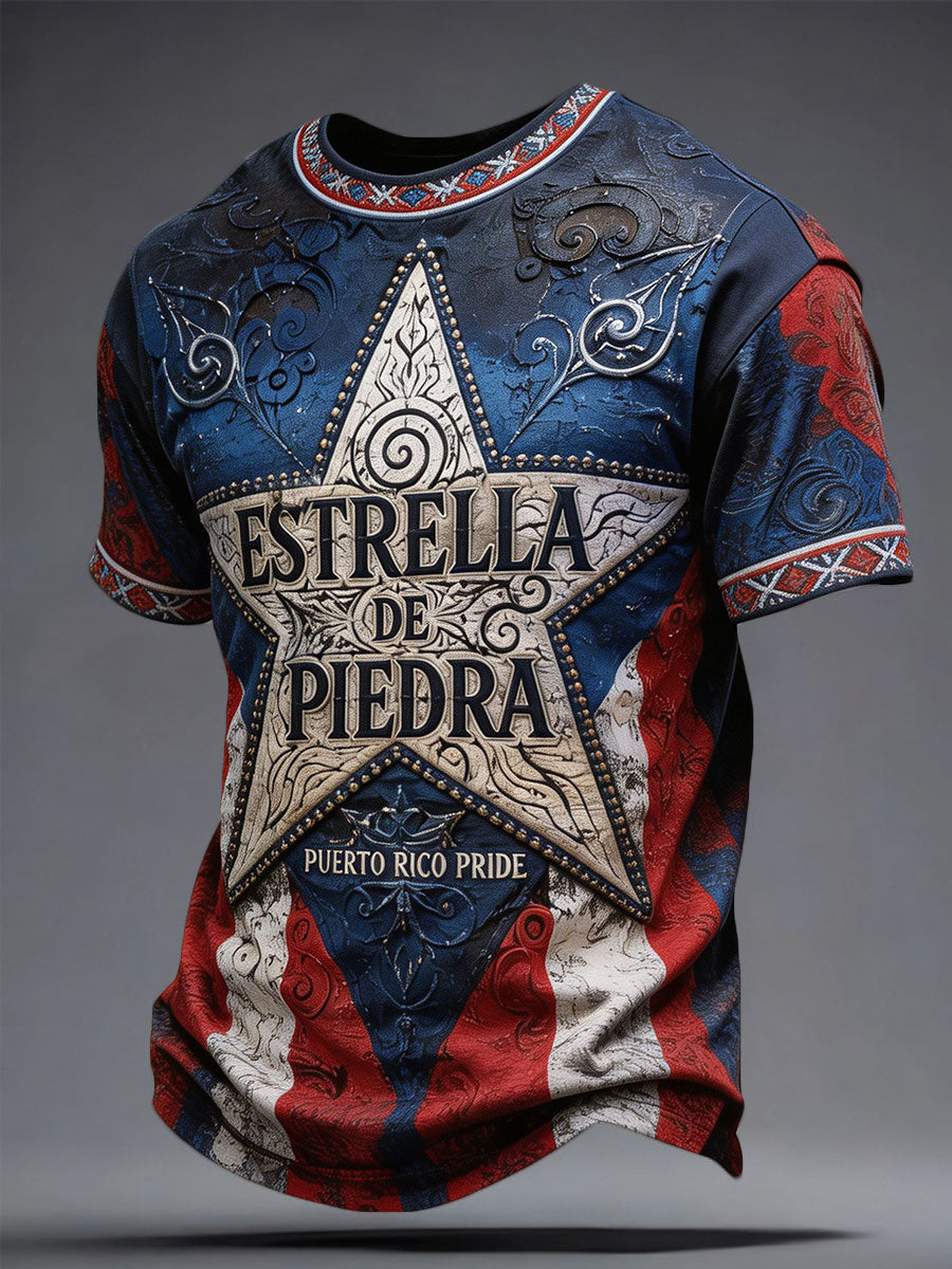 Men's Puerto Rico Pride Taino Art Printed T-shirt