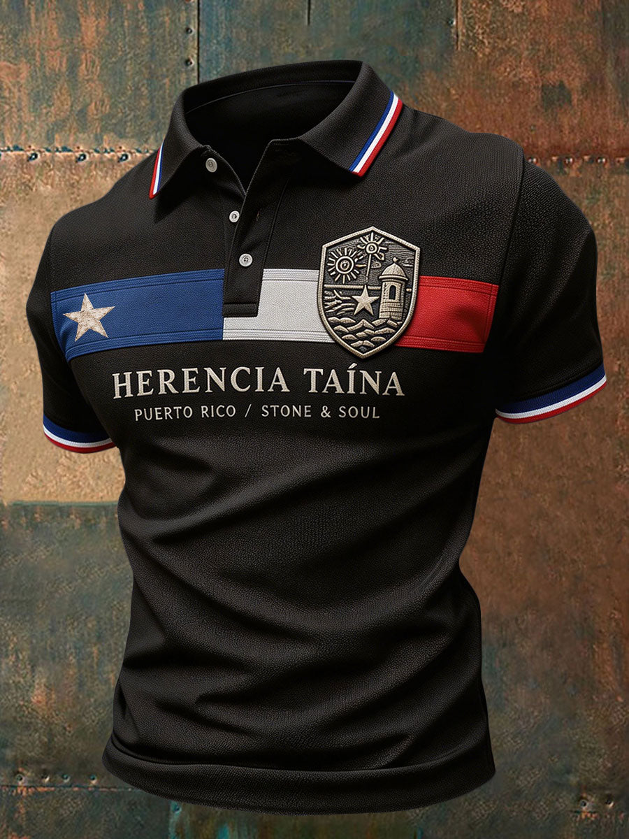 Men's Puerto Rico Pride Taino Art Printed Casual Tops