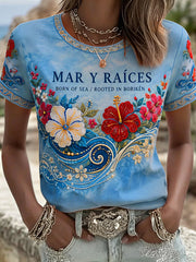 Women's Puerto Rico Pride Taino Art Printed T-shirt