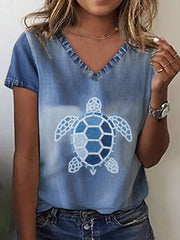 Women's Denim Turtle T-shirt