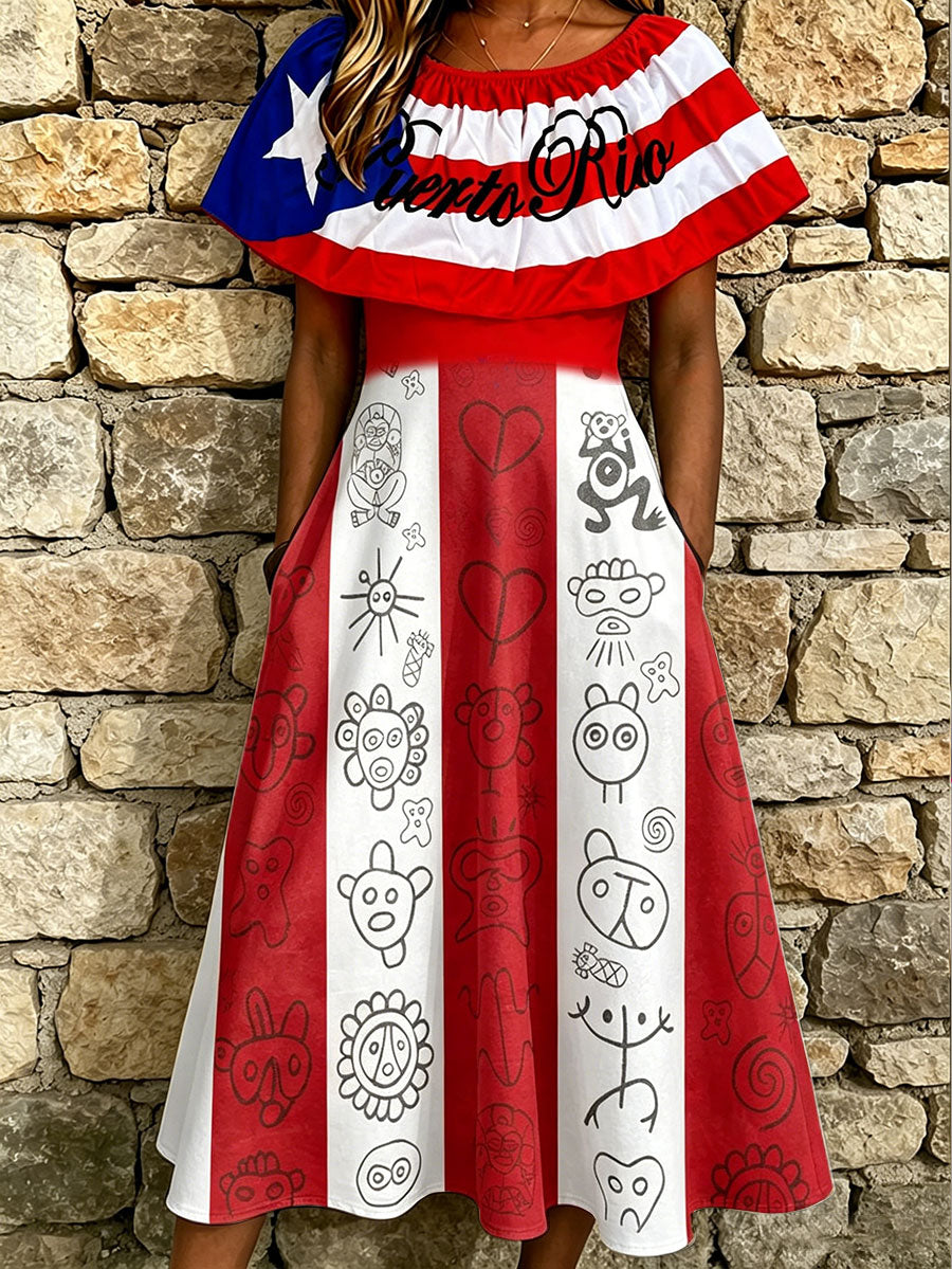 Women's Puerto Rico Art Printed Dress