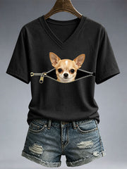 Women's Funny Chihuahua Print T-Shirt