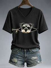Women's Funny Schnauzer Print T-Shirt