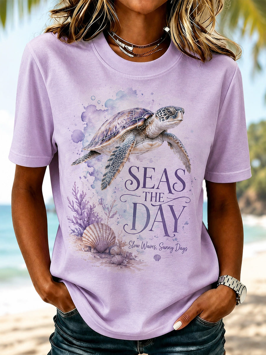 Women's Sea Turtle Print Casual Tee