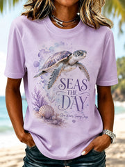 Women's Sea Turtle Print Casual Tee