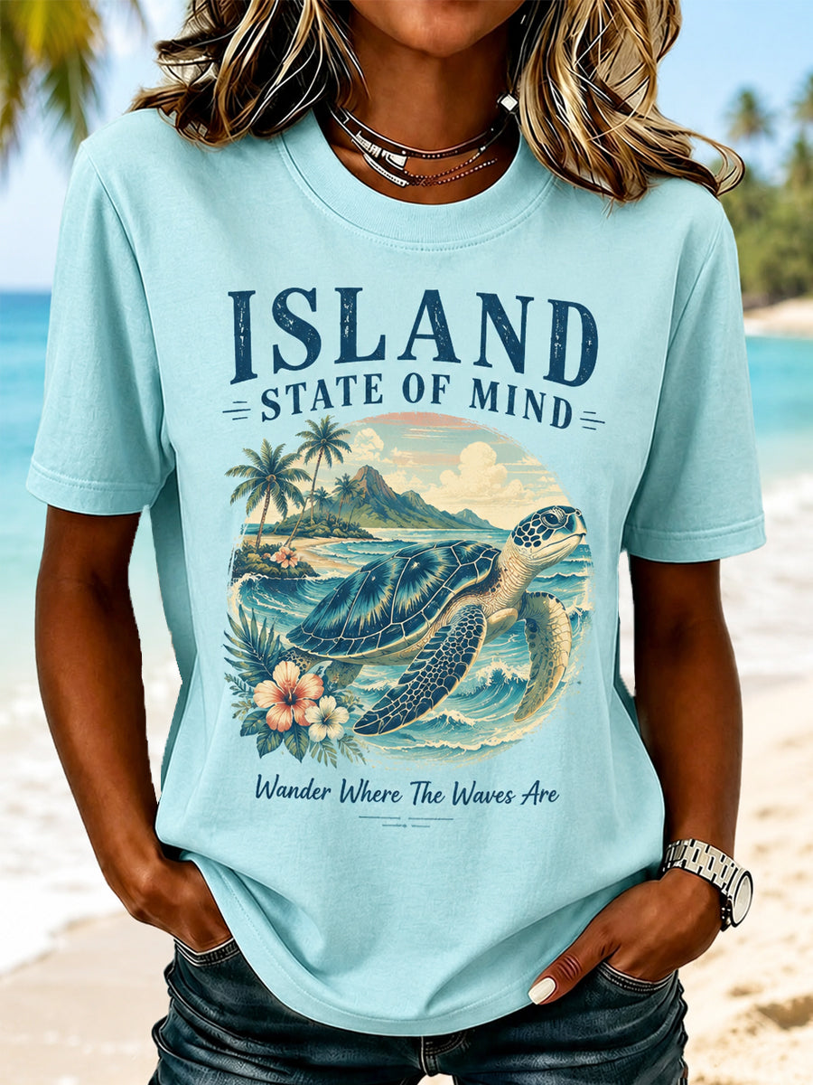 Women's Sea Turtle Print Casual Tee