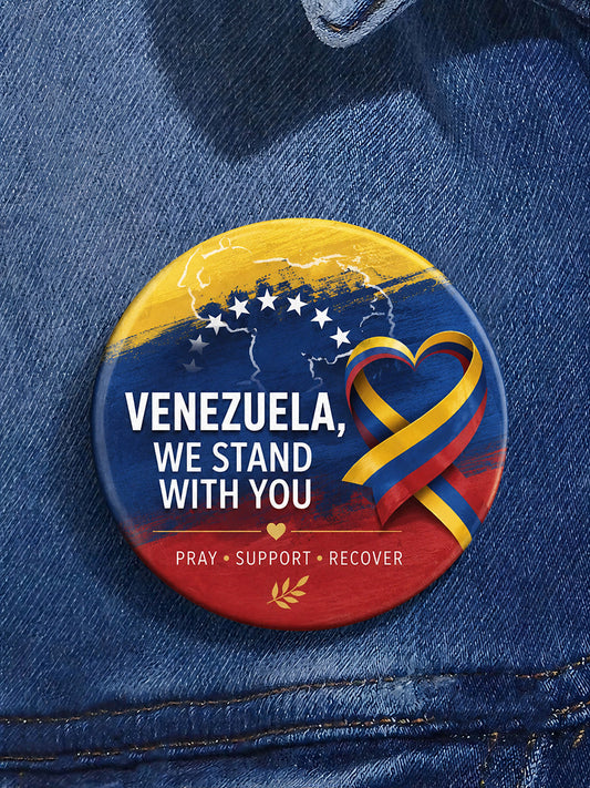 Unisex Pray For Venezuela Print Brooch