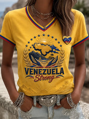 Women's Venezuela Strong Printed V-neck T-shirt