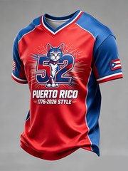 Men's Puerto Rico Printed V-neck T-shirt