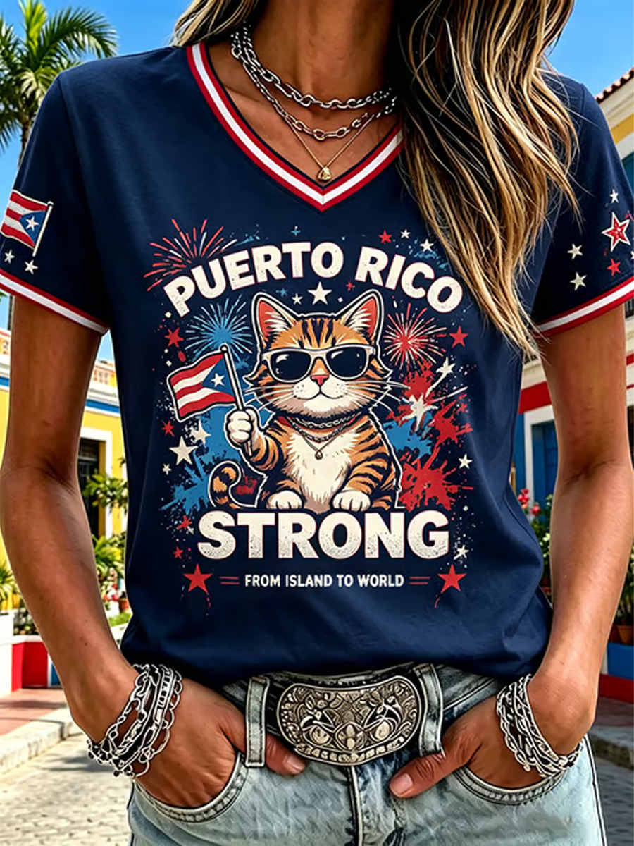 Women's Puerto Rico Printed short-sleeved T-shirt
