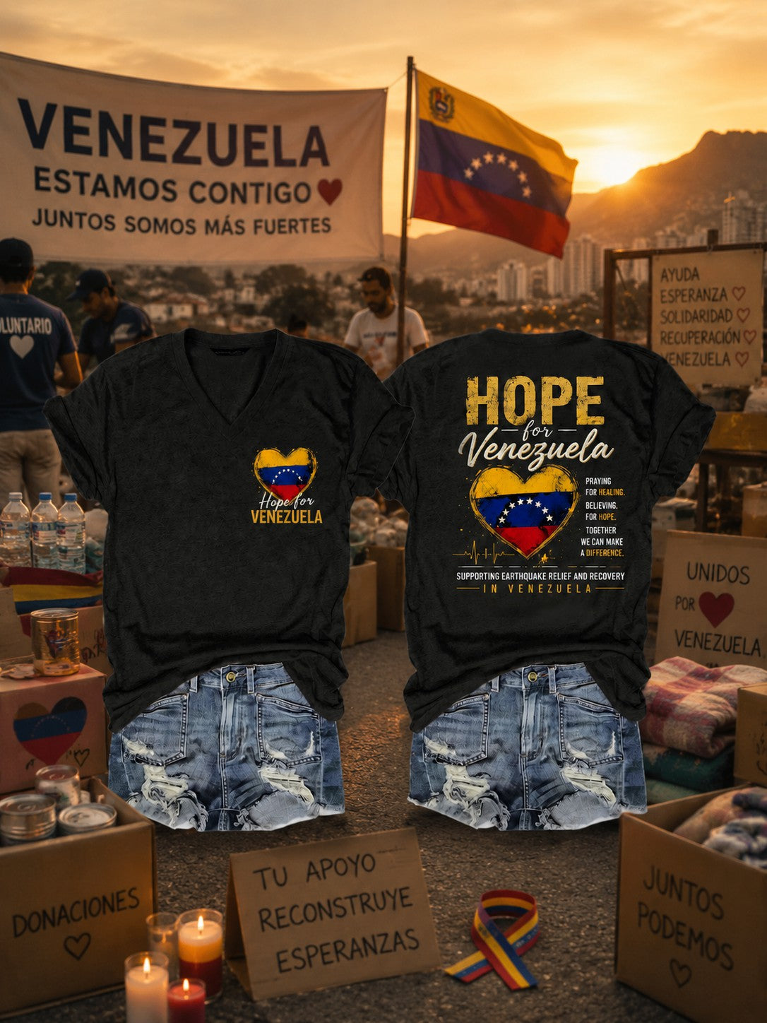 Women's Venezuela Strong Printed V-neck T-shirt