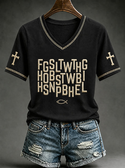 Women's Christian Bible Verse For God So Loved The World Short Sleeve T-shirt