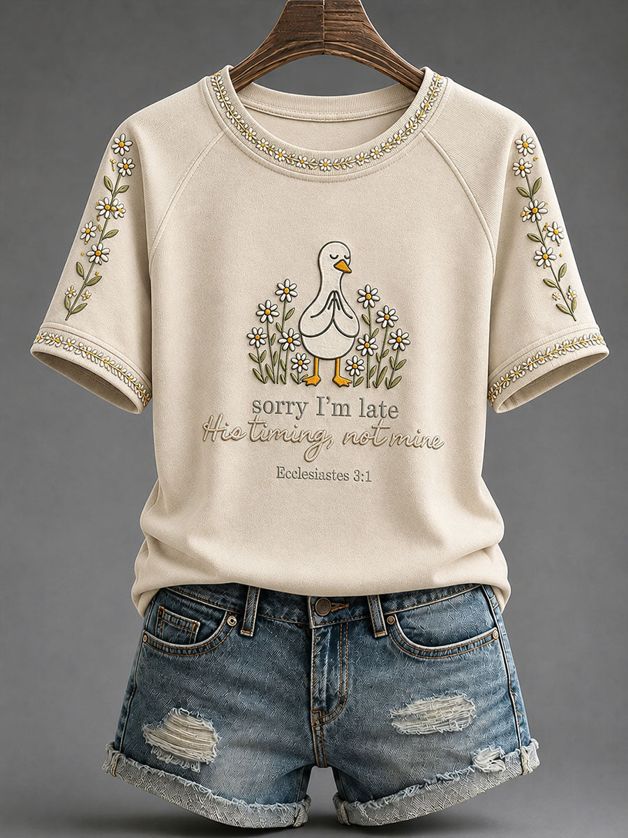 Women's 'Sorry I'm Late' Print Casual T-Shirt