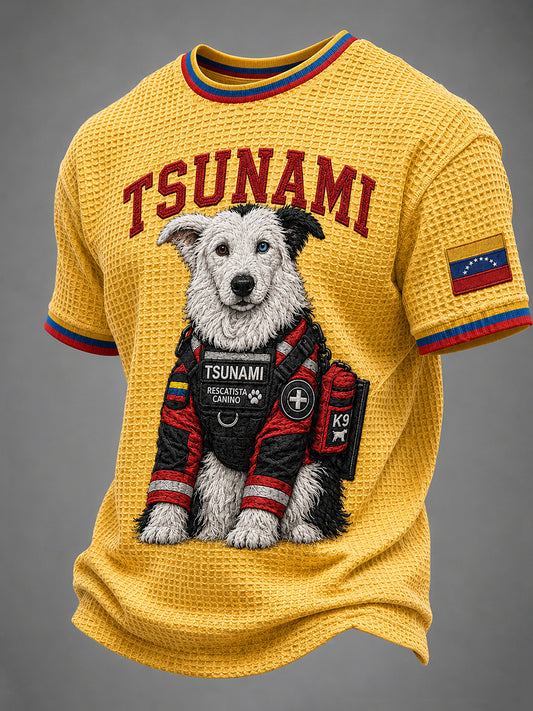 Men's Venezuela Hero Dog Tsunami Patriotic Dog Lover Waffle T-Shirt