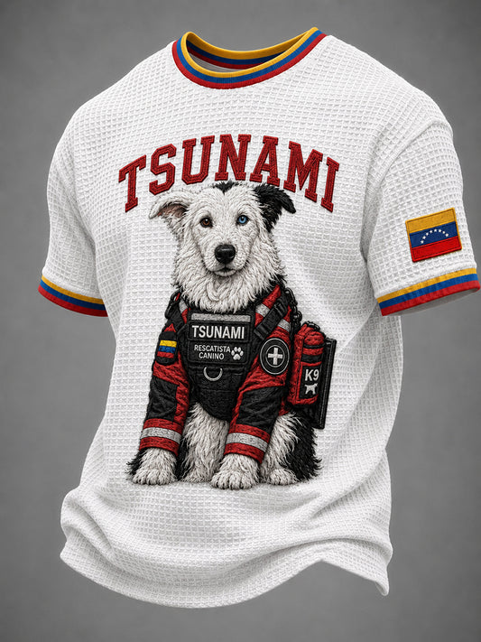 Men's Venezuela Hero Dog Tsunami Patriotic Dog Lover Waffle T-Shirt