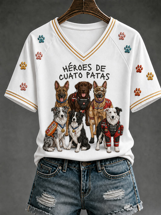 Women's Search & Rescue K9 Paw Patrol Dog Lover Print T-shirt