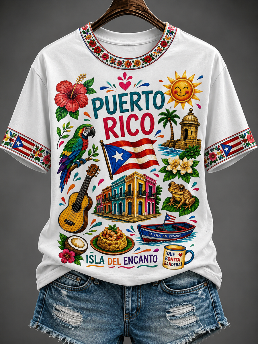 Women's Puerto Rico Printed short-sleeved T-shirt