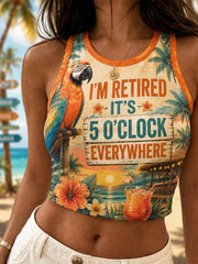 Women's I'm Retired It's 5 O'clock Everywhere Parrot Print Casual Vest