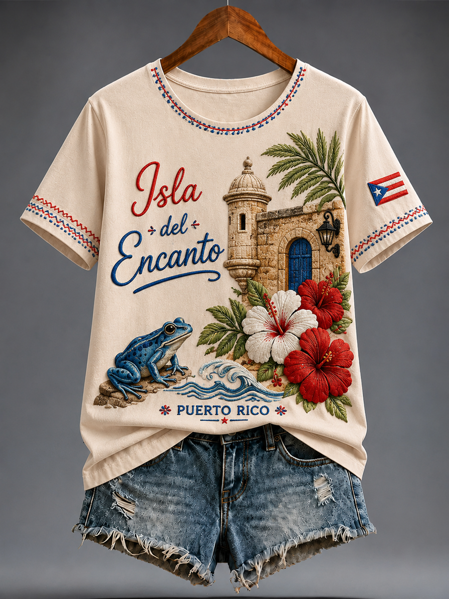 Women's Puerto Rico Printed short-sleeved T-shirt