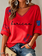 Women's Puerto Rico Art Printed T-Shirt