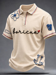 Men's Puerto Rico Art Printed Casual Tops