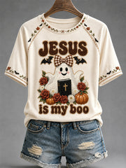 Women's Jesus Is My Boo Print Casual Tee